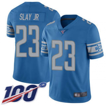 حقوق الملكية الفكرية في السعودية Lions #23 Darius Slay Jr Blue Team Color Men's Stitched Football 100th Season Vapor Limited Jersey حقوق الملكية الفكرية في السعودية